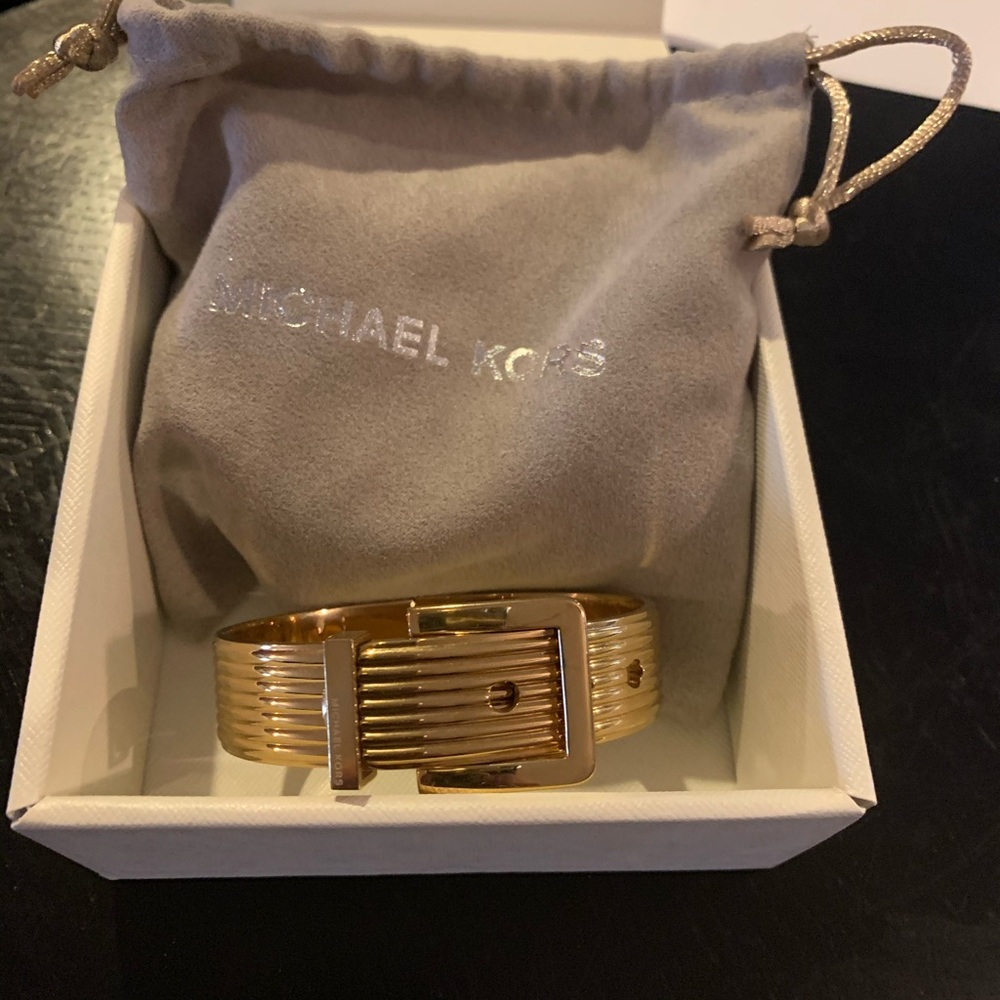 MK Gold buckle bangle bracelet